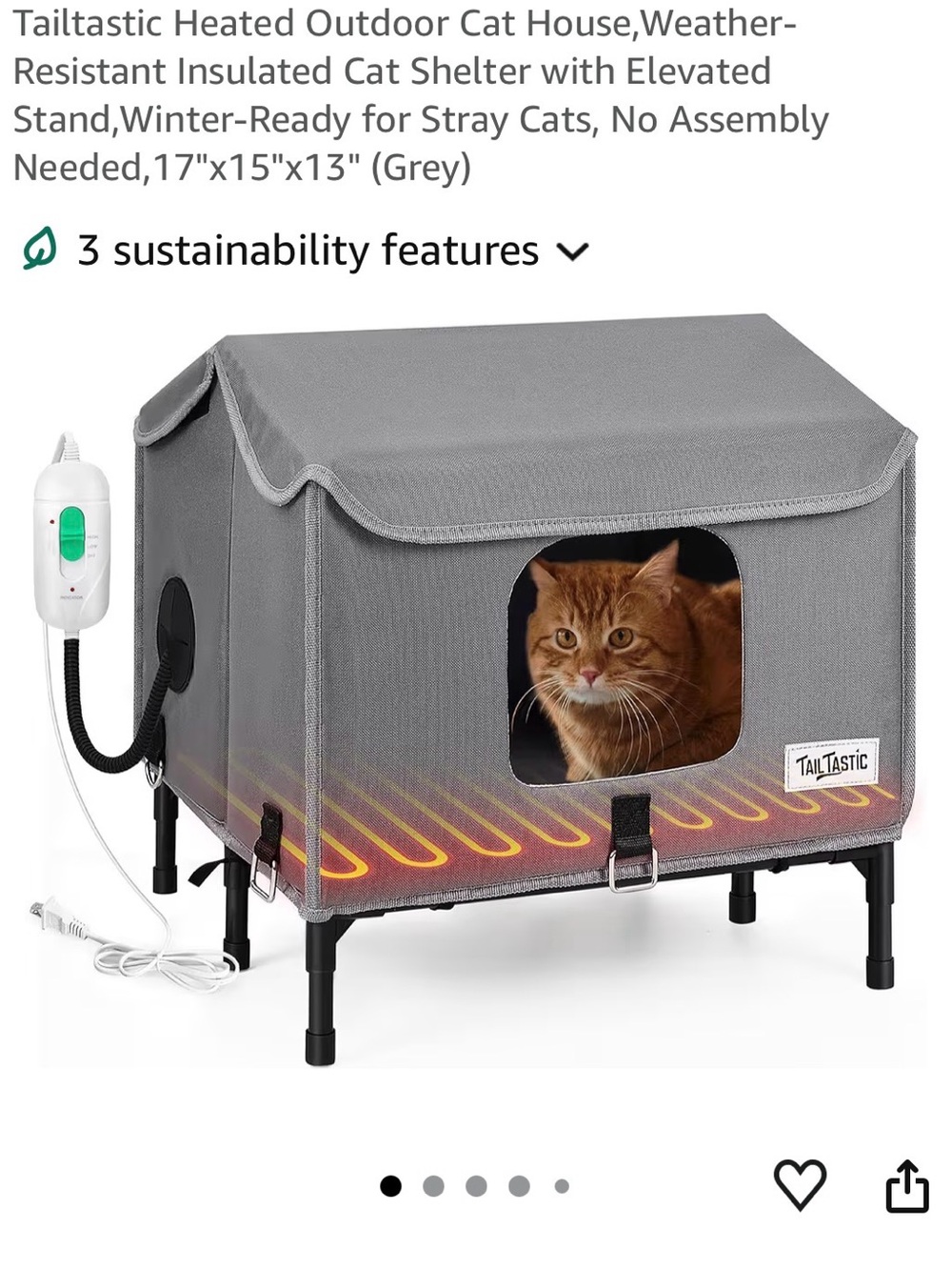 Heated Outdoor Cat House - Gray